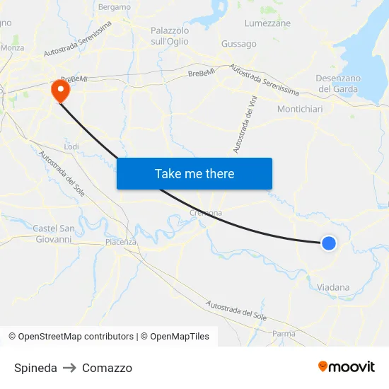 Spineda to Comazzo map