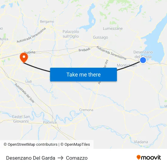 Desenzano del Garda to Comazzo map