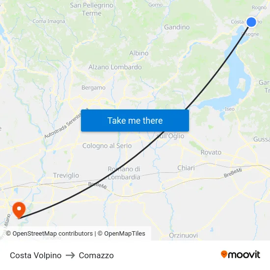 Costa Volpino to Comazzo map