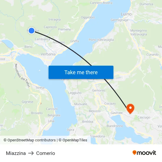 Miazzina to Comerio map