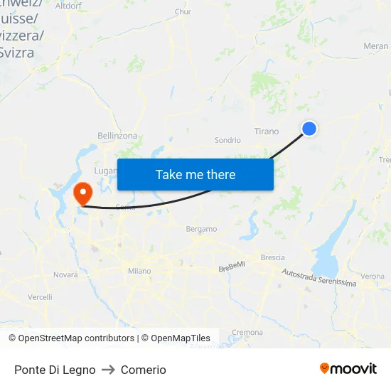 Ponte Di Legno to Comerio map