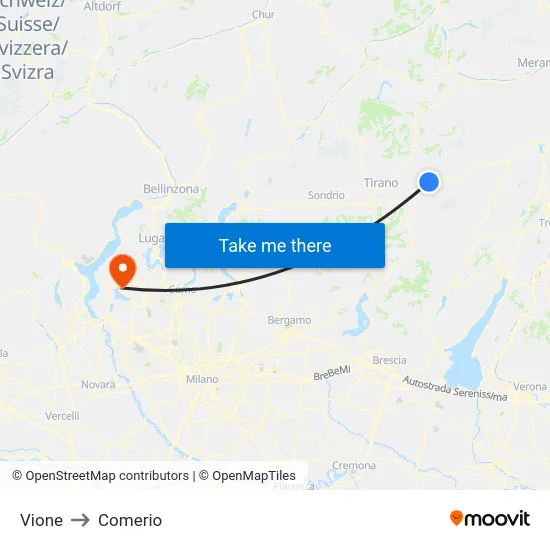 Vione to Comerio map