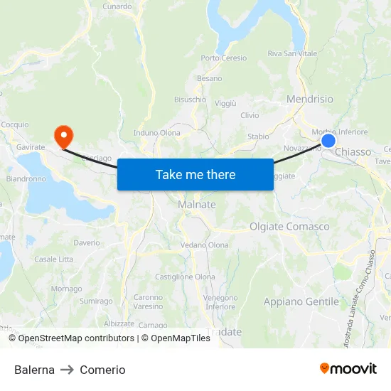Balerna to Comerio map