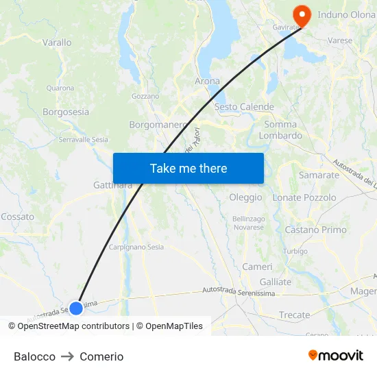Balocco to Comerio map