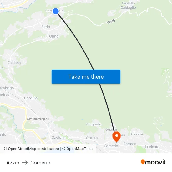 Azzio to Comerio map
