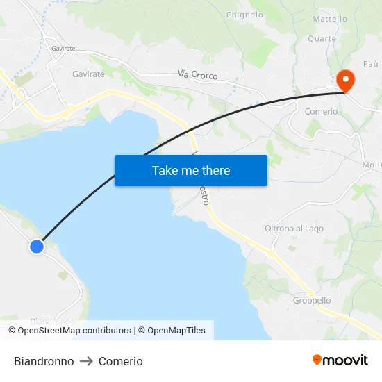 Biandronno to Comerio map