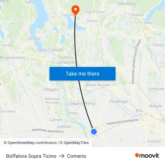 Boffalora Sopra Ticino to Comerio map