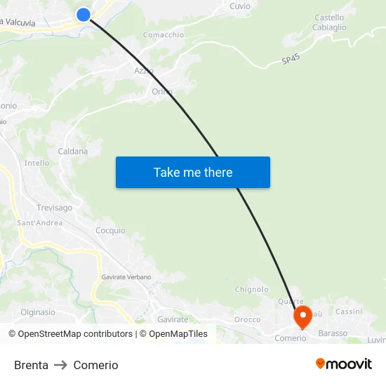 Brenta to Comerio map