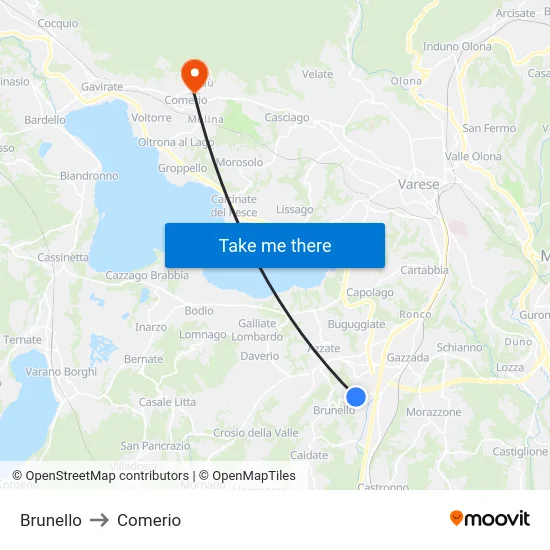 Brunello to Comerio map