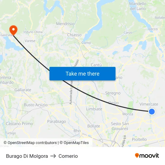 Burago di Molgora to Comerio map