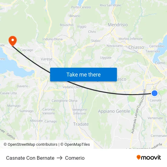 Casnate Con Bernate to Comerio map