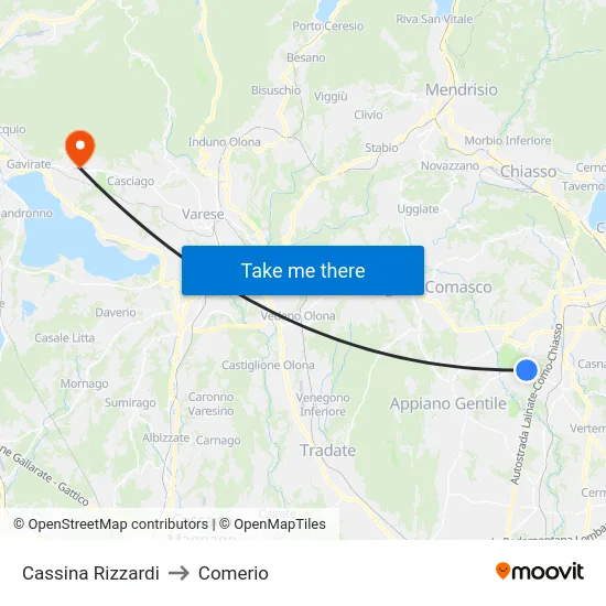 Cassina Rizzardi to Comerio map