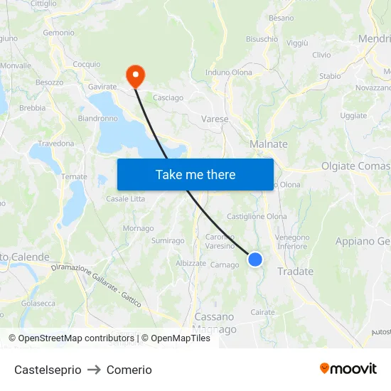 Castelseprio to Comerio map