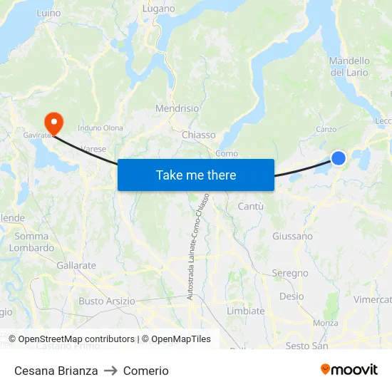 Cesana Brianza to Comerio map