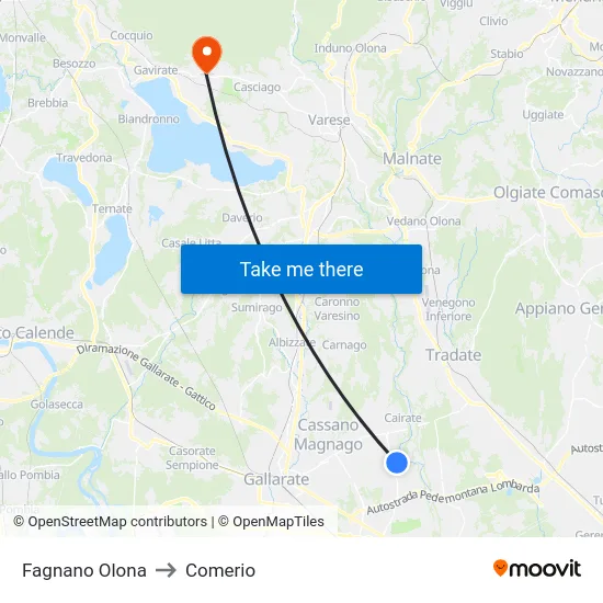 Fagnano Olona to Comerio map