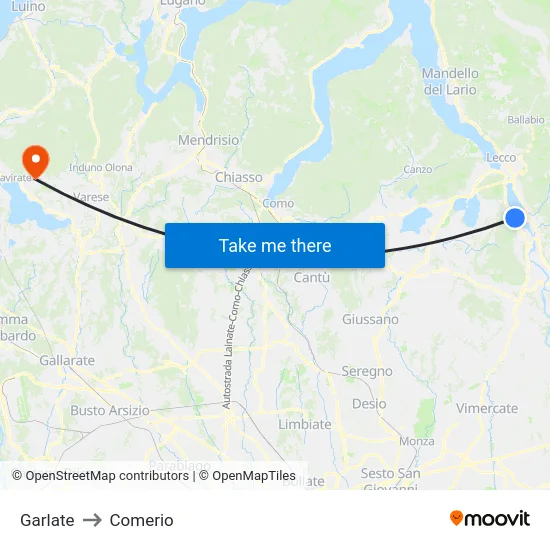Garlate to Comerio map