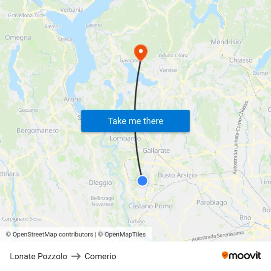 Lonate Pozzolo to Comerio map