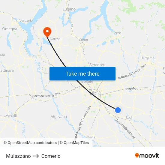Mulazzano to Comerio map