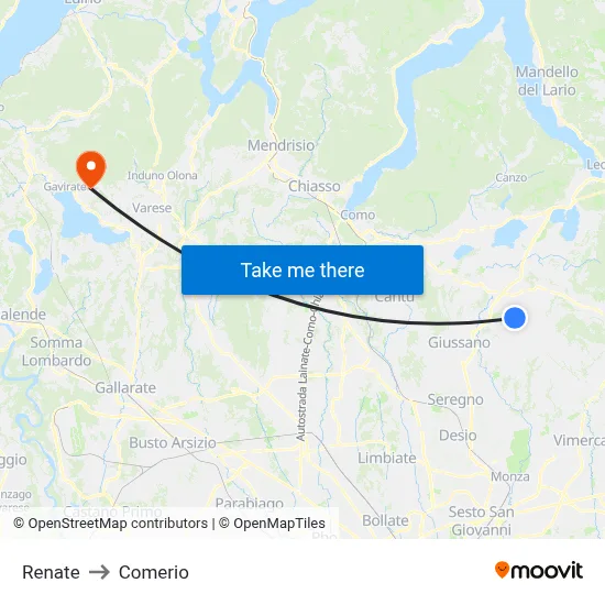 Renate to Comerio map
