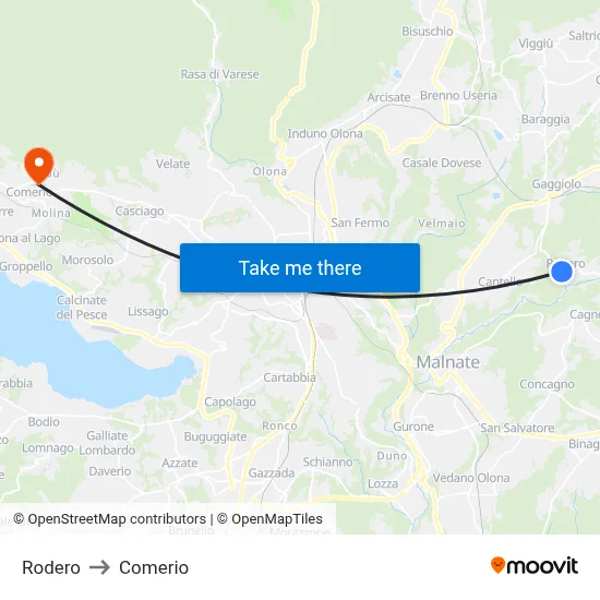 Rodero to Comerio map