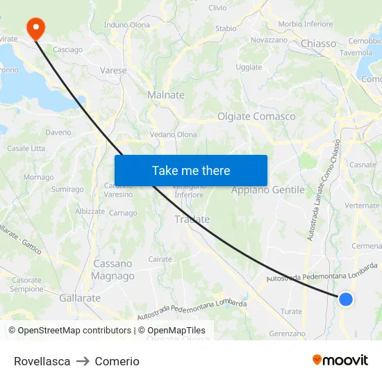 Rovellasca to Comerio map