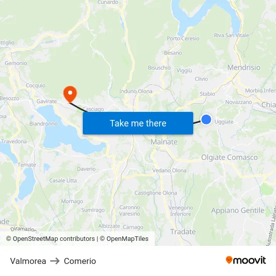 Valmorea to Comerio map