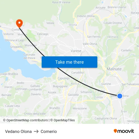Vedano Olona to Comerio map