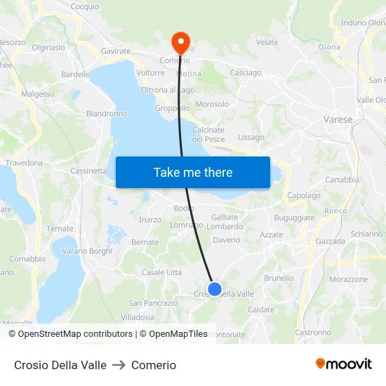 Crosio Della Valle to Comerio map