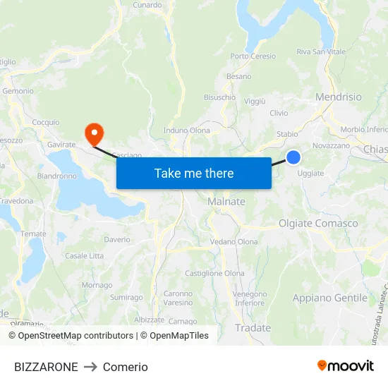 BIZZARONE to Comerio map