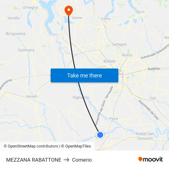 Mezzana Rabattone to Comerio map