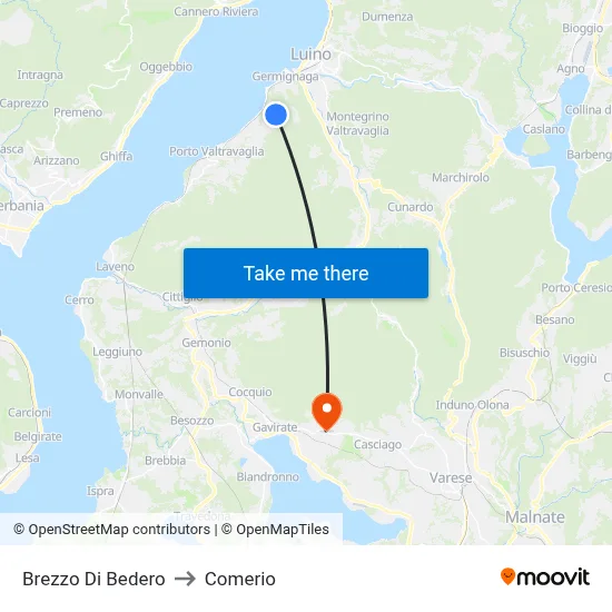 Brezzo Di Bedero to Comerio map