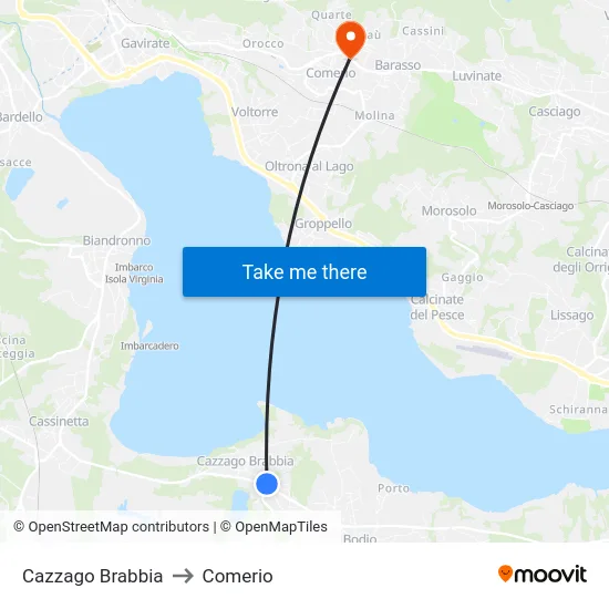 Cazzago Brabbia to Comerio map