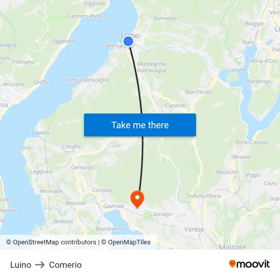 Luino to Comerio map
