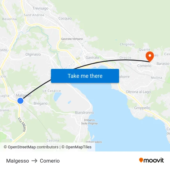 Malgesso to Comerio map