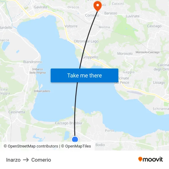 Inarzo to Comerio map