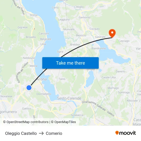 Oleggio Castello to Comerio map