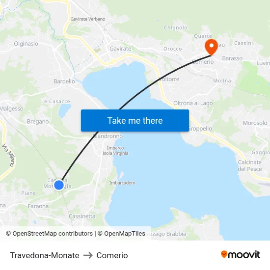 Travedona-Monate to Comerio map