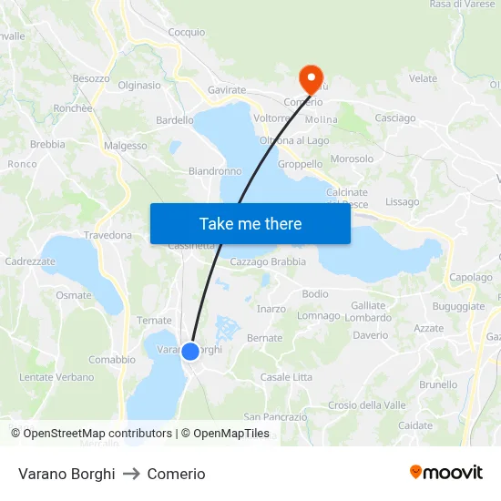Varano Borghi to Comerio map