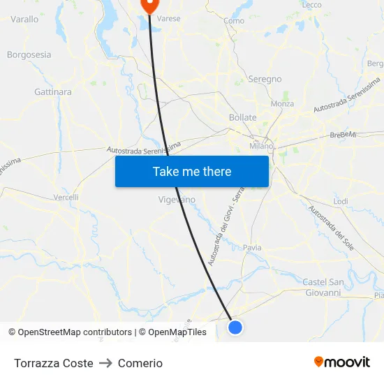 Torrazza Coste to Comerio map