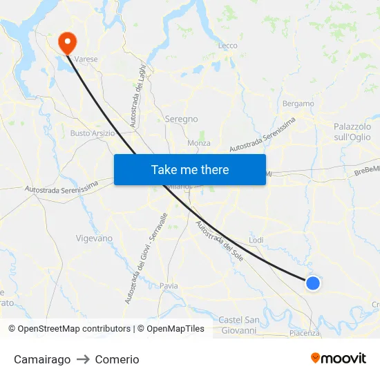 Camairago to Comerio map