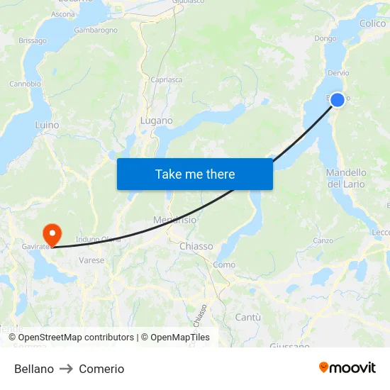 Bellano to Comerio map