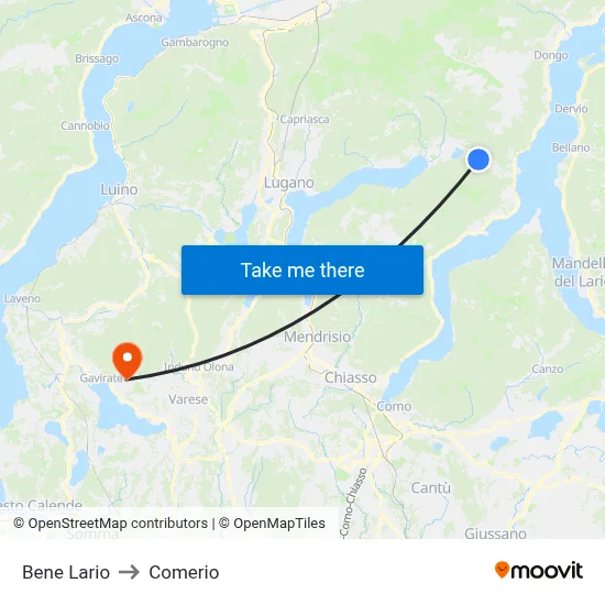 Bene Lario to Comerio map