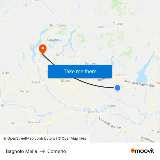 Bagnolo Mella to Comerio map