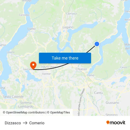 Dizzasco to Comerio map