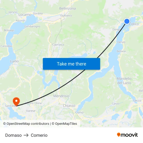 Domaso to Comerio map