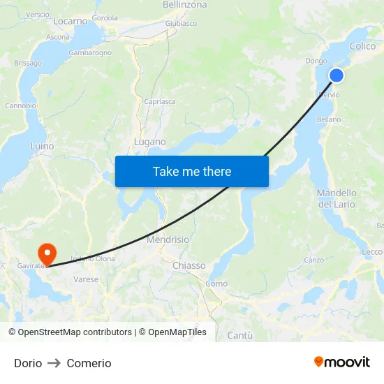 Dorio to Comerio map