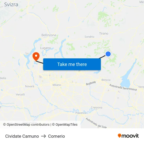 Cividate Camuno to Comerio map