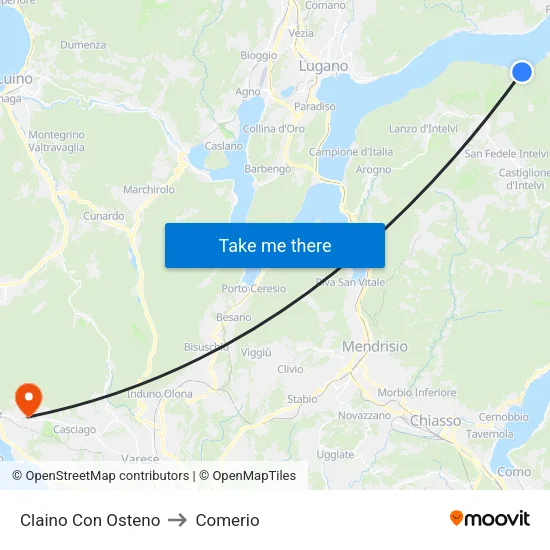 Claino con Osteno to Comerio map