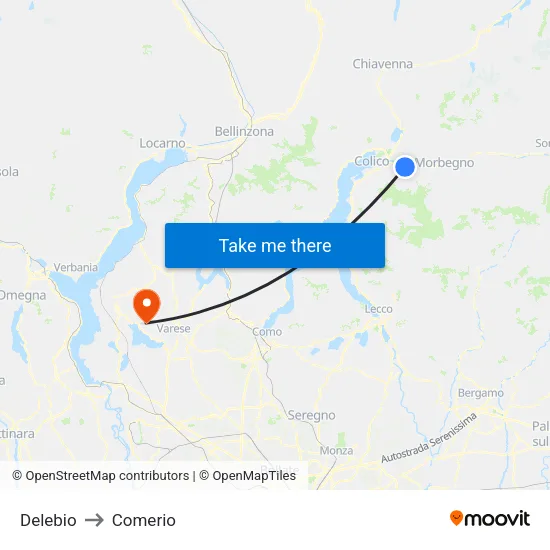 Delebio to Comerio map