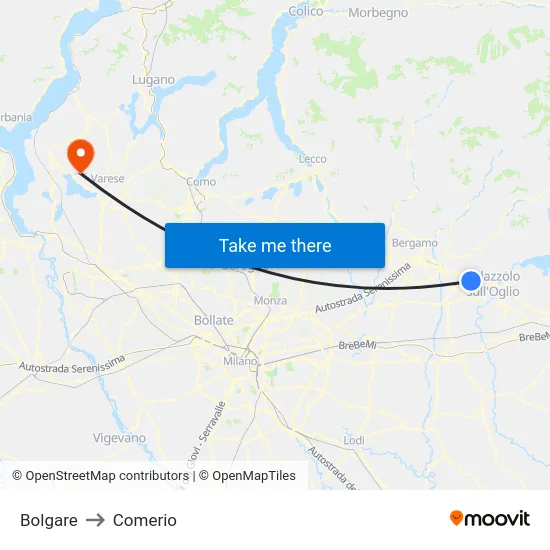 Bolgare to Comerio map